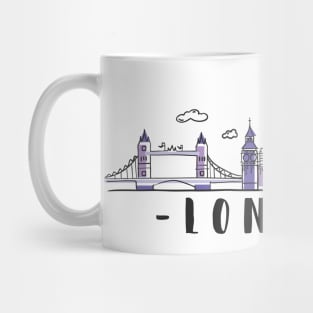 London Skyline. United Kingdom, Great Britain Hand Drawn Mug